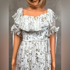 NWT - Love White and Gold Cowl Neck Flutter Sleeve Mini Dress